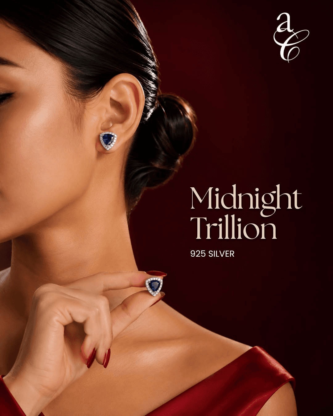 Midnight Trillion 925 silver blue gemstone earrings